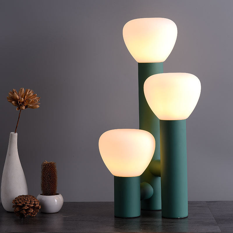 Minimalist Style 3-Light Red/Green/White Table Lamp