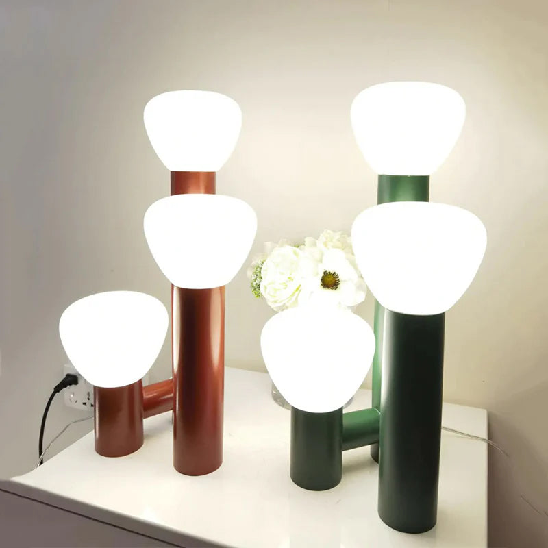 Minimalist Style 3-Light Red/Green/White Table Lamp